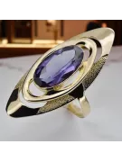 14k geltono aukso Alksandritas Žiedas Vintažinis stilius vrc189y